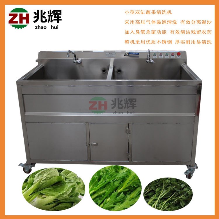双缸清洗蔬果机器 洗韭菜豆芽设备 不锈钢自产洗菜机