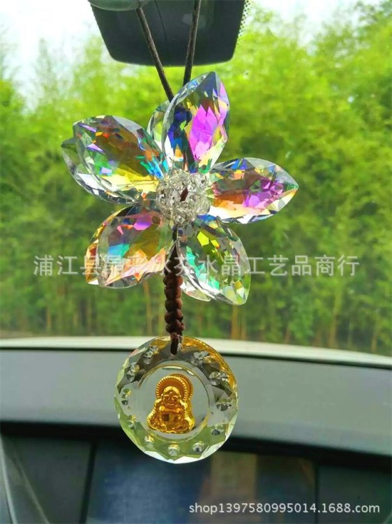 水晶各种串花汽车挂件 金箔头像挂饰 车内装饰品 景区纪念品批发