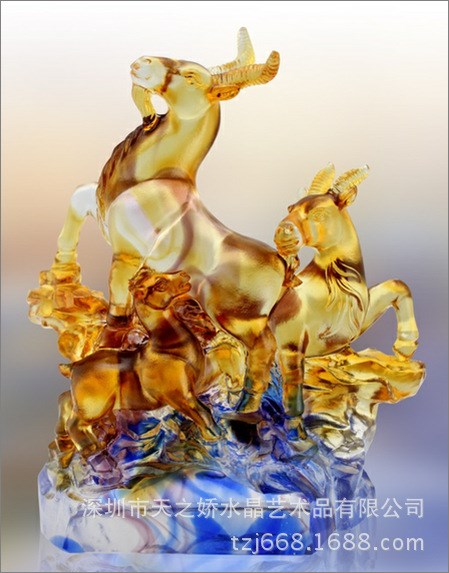 琉璃三羊开泰 琉璃领头羊 开业乔迁礼品纪念品