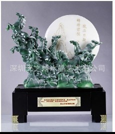 树脂八骏马 中秋节礼品 仿玉摆件 节庆礼品 仿玉工艺品