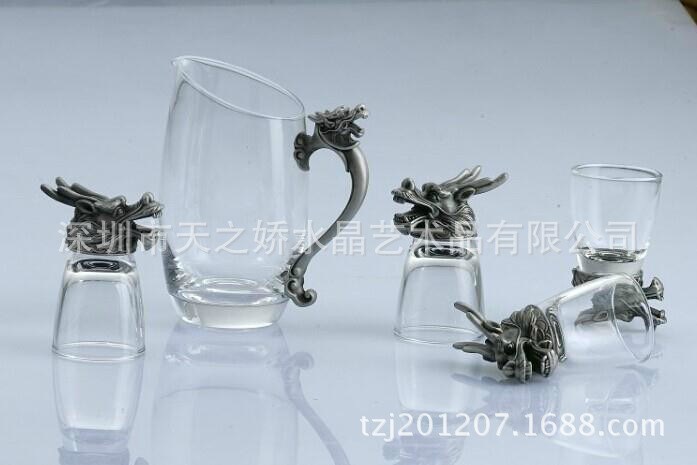 龙头五件套酒具 十二生肖古锡酒杯 12兽首白酒杯 酒厂会销礼品