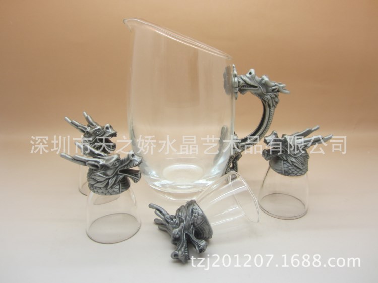 十二生肖酒杯 圆明园十二兽首 龙头五件套玻璃杯 12生肖古金酒杯
