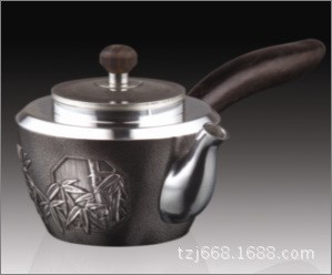 侧把锡壶 锡制茶壶 竹影锡壶 锡茶具 猴年中茶具礼品送客户