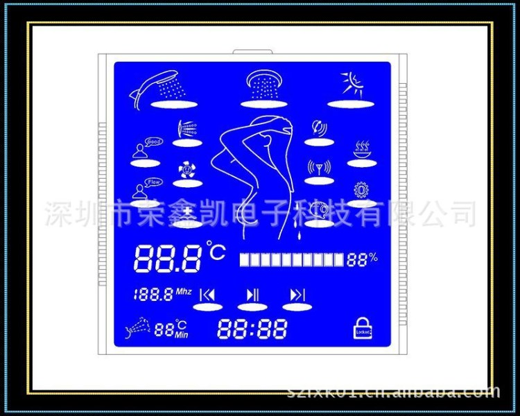 蒸汽房-淋浴房智能控制器 LCD 显示屏