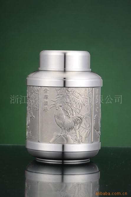 供应金鸡报晓锡茶叶罐，锡制工艺礼品，锡器锡制品，工艺品收藏