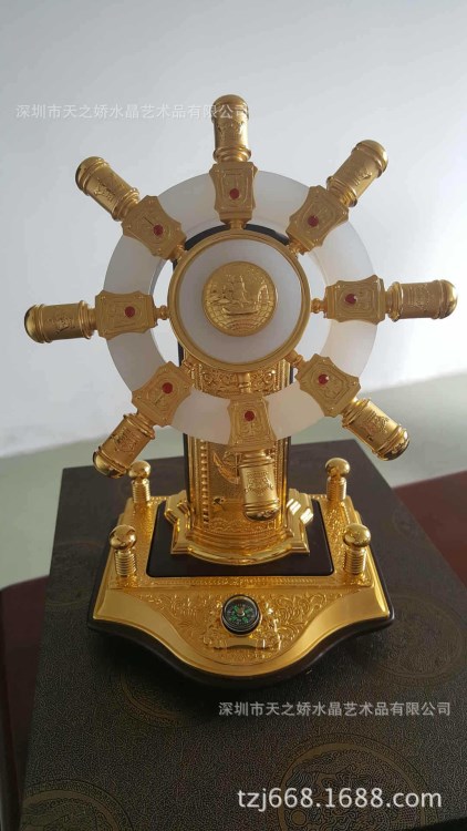 金镶玉舵 金玉满舵 一帆风顺舵手摆件 开运家居办公摆设