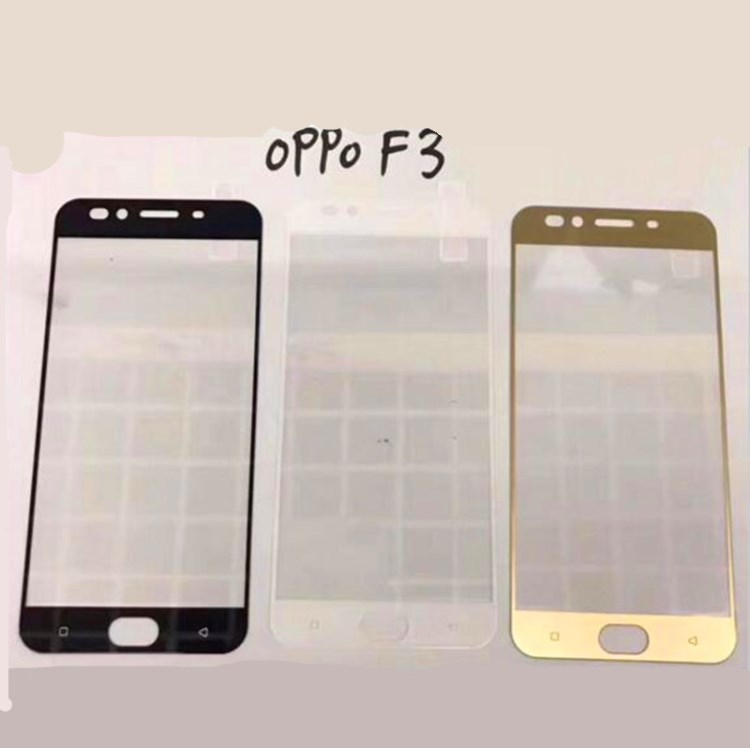 OPPO F3丝印全屏钢化膜OPPO F3全覆盖钢化玻璃膜手机高清保护膜