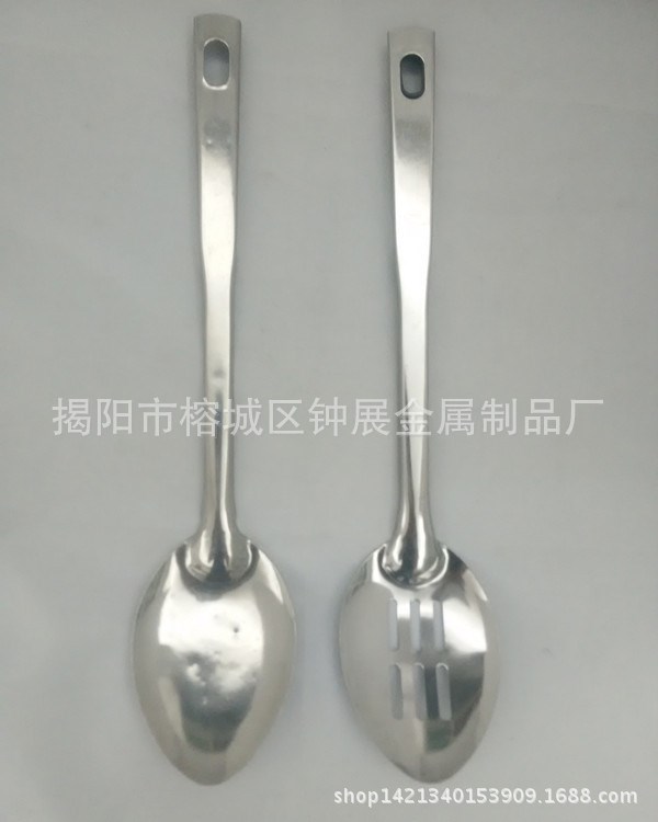 揭阳不锈钢厨具市场批发 出口餐具用品分菜勺 方柄分菜匙