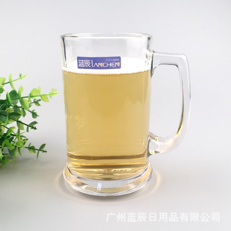 400ml 玻璃扎杯 德国玻璃扎啤杯 手把啤酒杯 广州玻璃制品加工厂