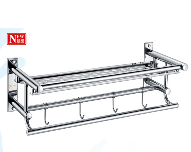 不锈钢毛巾架 浴巾架 永不生锈 带衣钩 豪华卫浴挂件终身质保
