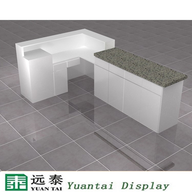 不锈钢包边大理石台面吧台服务台|彩色灯具茶水间展柜G-B231