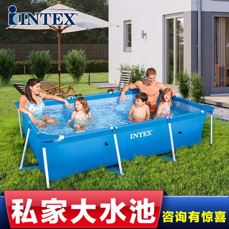 INTEX 28270长方形框架水池 家庭游泳浴场 支架水池