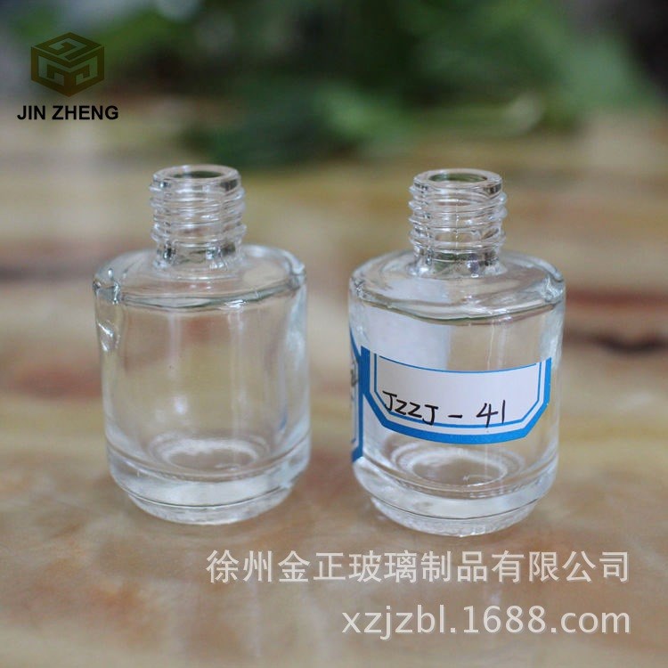 工厂批发 15ml圆柱形玻璃指甲油瓶带毛刷 透明玻璃瓶 可来样定制