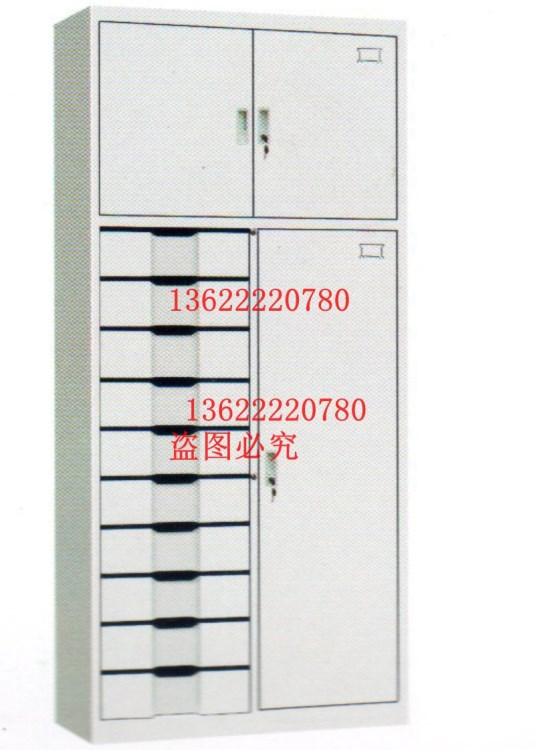 三门十斗柜 办公家具钢制储物柜文件柜 铁皮多斗衣柜