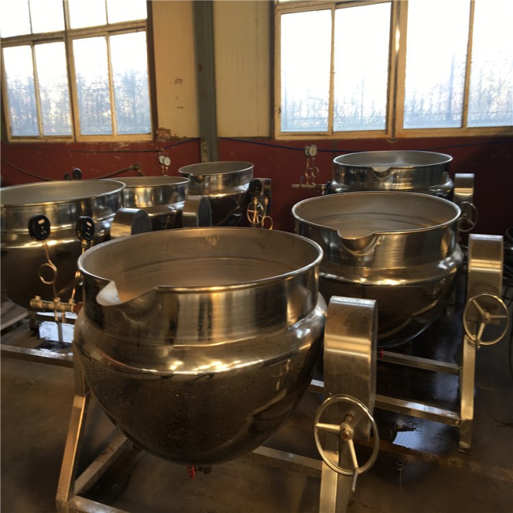 学校食堂自动翻转夹层锅 凉粉熬制米豆腐加工设备 商用大型不锈钢