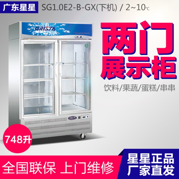 星星商超展示柜饮料柜冷藏SG1.0E2B-GX饭店蔬菜两二门冰箱立式