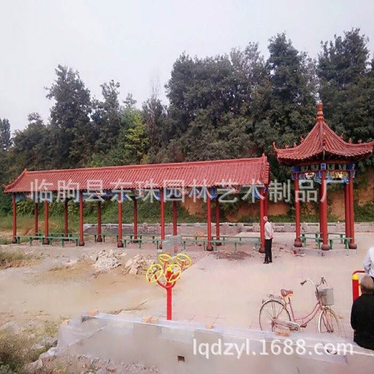 凉亭长廊组合 防腐木古建木凉亭 防腐木廊架 小区户外长廊定制