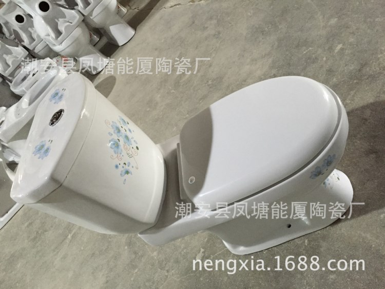 厂家批发出口非洲分体坐便器 墙排式座便器 彩花彩金马桶 OEM