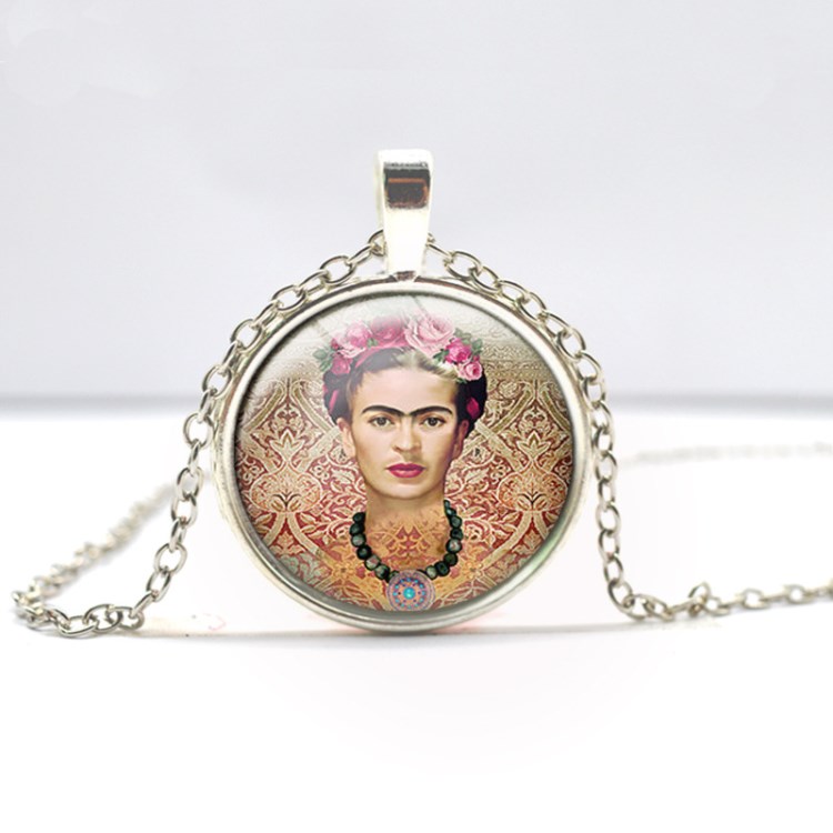 墨西哥画家Frida Kahlo佛里达自画像 时光宝石短款项链批发