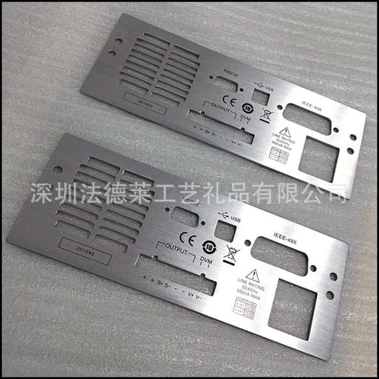 音响铝合金面板 电子装饰铭牌贴片 镂空激光/丝印标识面板订做