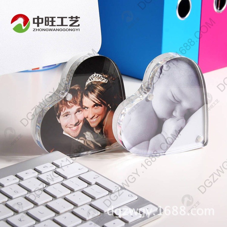 定做心形透明亚克力相框 强磁双面有机玻璃展示用品 可按需求定做