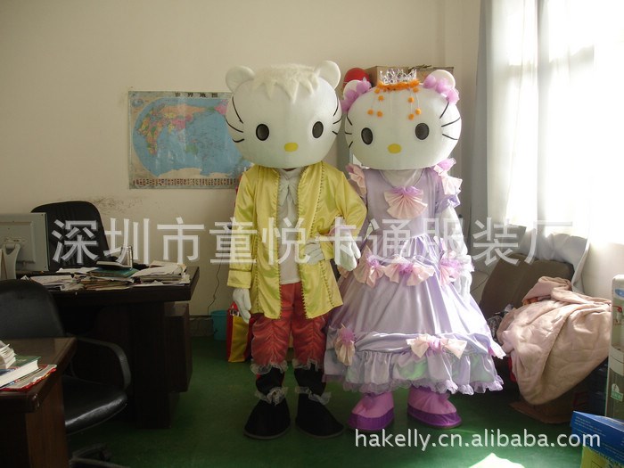 结婚礼品 婚礼道具 Hello Kitty猫卡通服装 大型毛绒公仔人偶头套