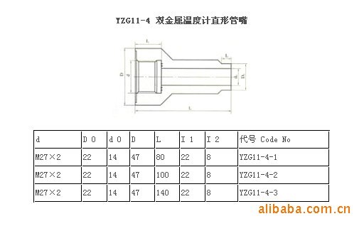 自控仪表管路附件 YZG11-4 双金属温度计直形管嘴