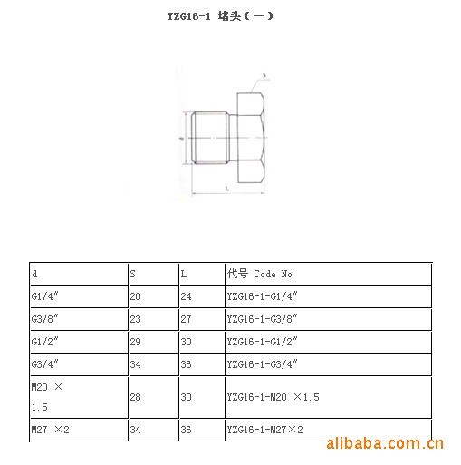 支持混批  自控仪表管路附件 YZG16-1  堵头 （扬中 明亮）