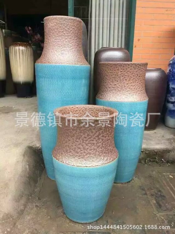 景德镇陶瓷器花瓶 颜色釉中国红年年有余落地 家居装饰工艺品