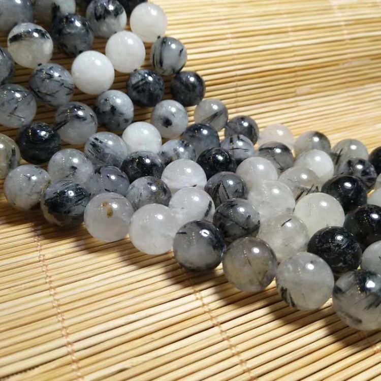 精美diy散珠手工制品配件隔珠天然黑发晶水晶隔珠配饰配件饰品