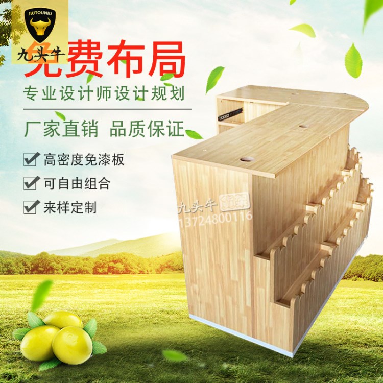 水果店收银台 木质生鲜超市简约收银柜 蔬菜果蔬店大理石吧台批发