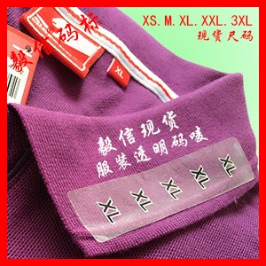 现货号码标XS S M L XXl 3XL 数码标 尺码贴纸 透明贴纸尺码标