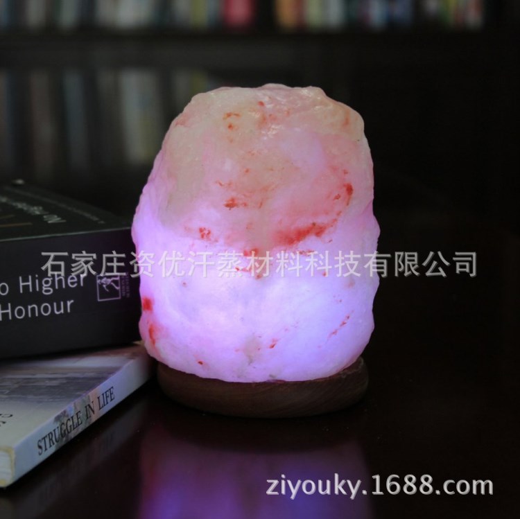 厂家直销usb七彩雪晶 led 电脑伴侣 负离子水晶盐灯 养生灯 台灯