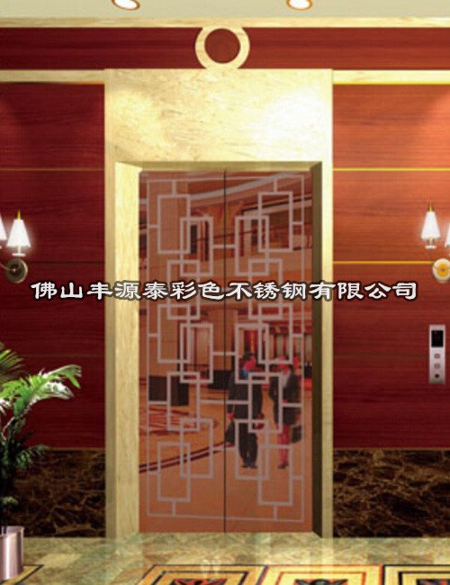 304不锈钢酒红镜面蚀刻电梯门板 电梯门装饰不锈钢酒红花纹板厂家