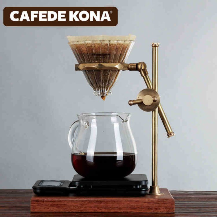 CAFEDE KONA手冲咖啡架 铜滤杯架 手冲壶滴滤专用支架 花梨木底