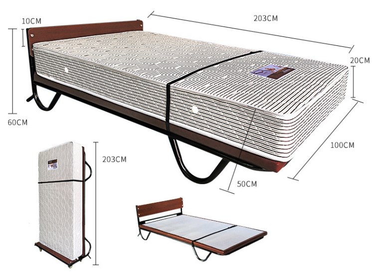 出口1米宽酒店加床直立式床弹簧床宾馆客房加床舒适双人床7MM厚板