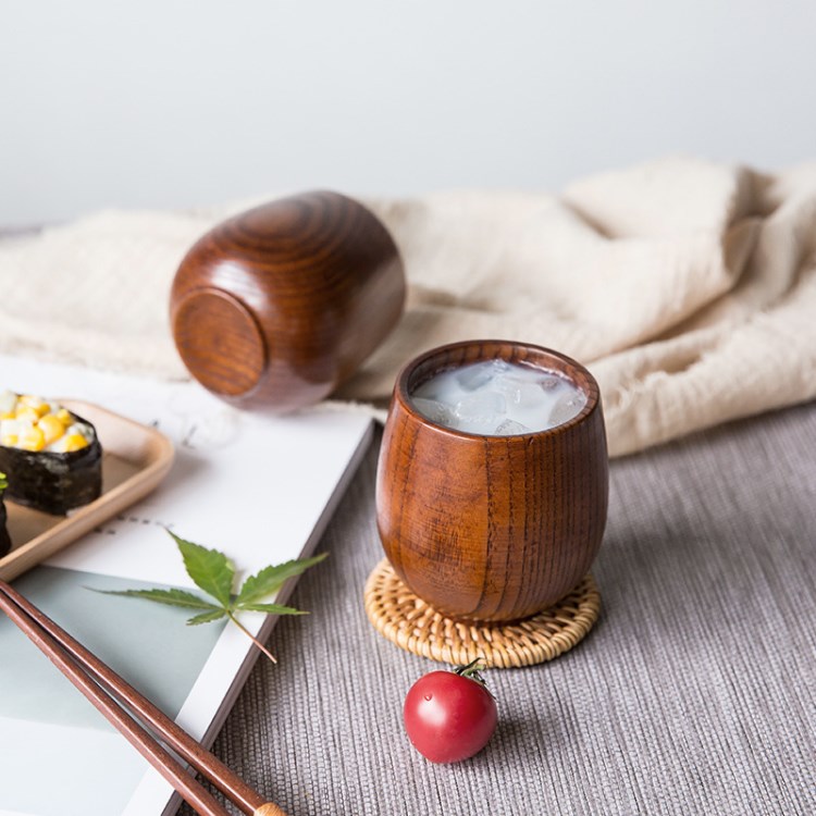 zakka木杯小酒杯 天然日式和风木茶杯 大肚三国杯 实木小酒杯