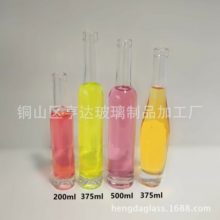 现货供应晶白料200ml厚底透明冰酒瓶红酒瓶葡萄酒瓶果酒饮料包装