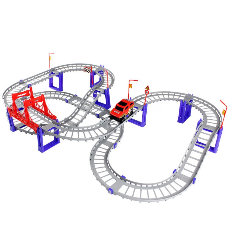 包邮电动托马斯大型立体双层轨道车玩具小汽车模型轨道赛车拼装