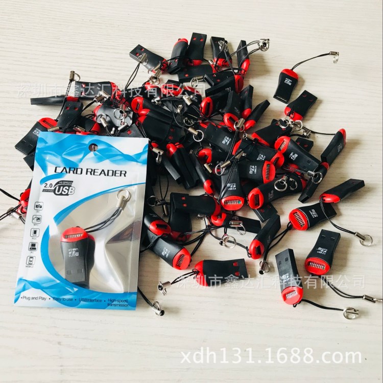 手机TF卡迷你读卡器 口哨USB2.0读卡器 内存礼品口红带挂绳读卡器