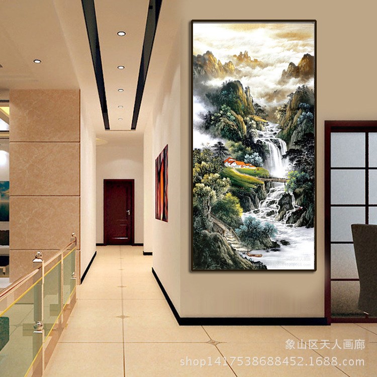 山水画 中堂国画中国山水画客厅中国山水画 山涧小路山水画作品