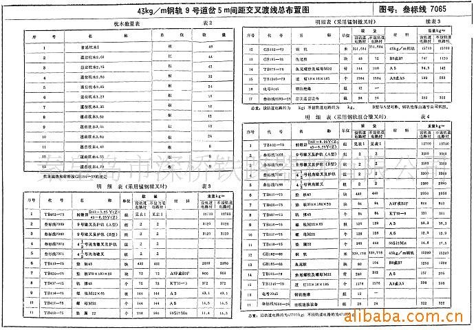 供应43公斤钢轨9号交叉渡线道岔