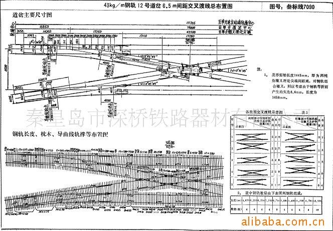 供应43公斤钢轨12号6.5m交叉渡线道岔