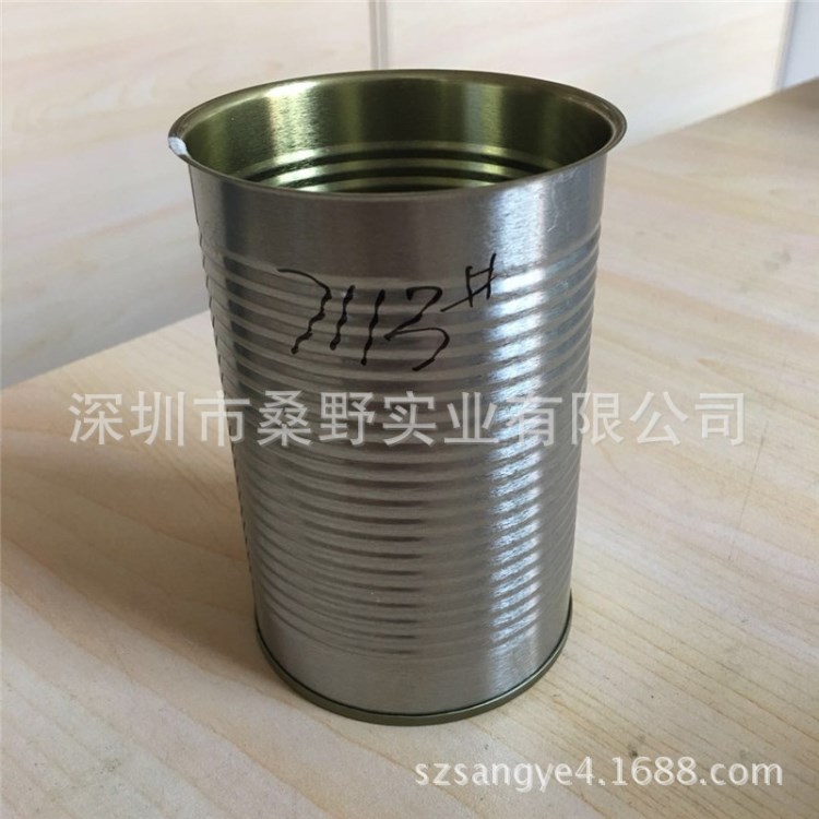 供应400ml水果饮料食品罐 网红蛋糕甜品马口铁盒圆形不印刷金属罐
