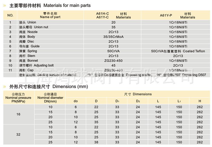 厂家直销 焊接弹簧微启式阀 A61H、A61Y