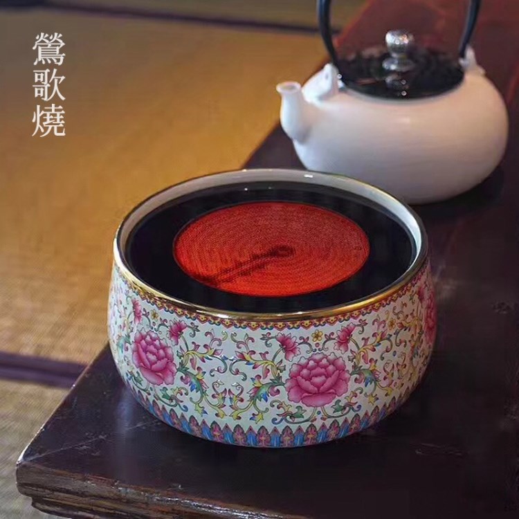 莺歌烧电陶炉 家用茶炉静音煮茶具器铁壶银壶泡茶炉珐琅彩陶瓷炉