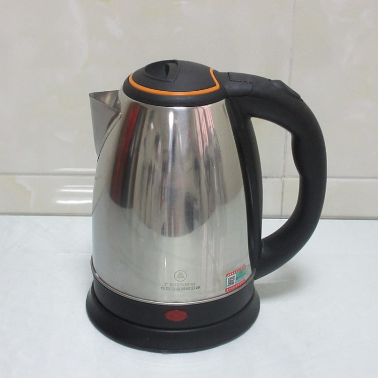 广东HSJ  2.0L电热水壶新色盖 侧压 不锈钢1500W 库存家用电器