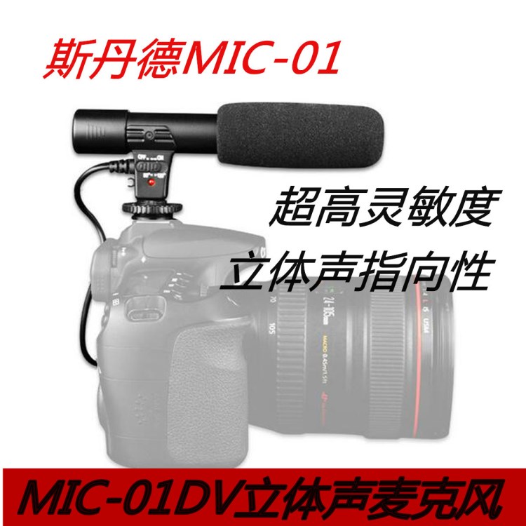 斯丹德MIC-01单反相机DV立体声麦克风摄影机采访新闻录音话筒