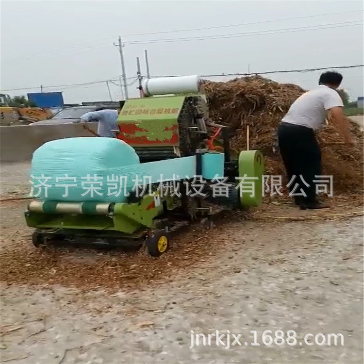 自动网绳打捆包膜机 小款青储饲料打捆机 苜蓿草打捆机山东打捆机