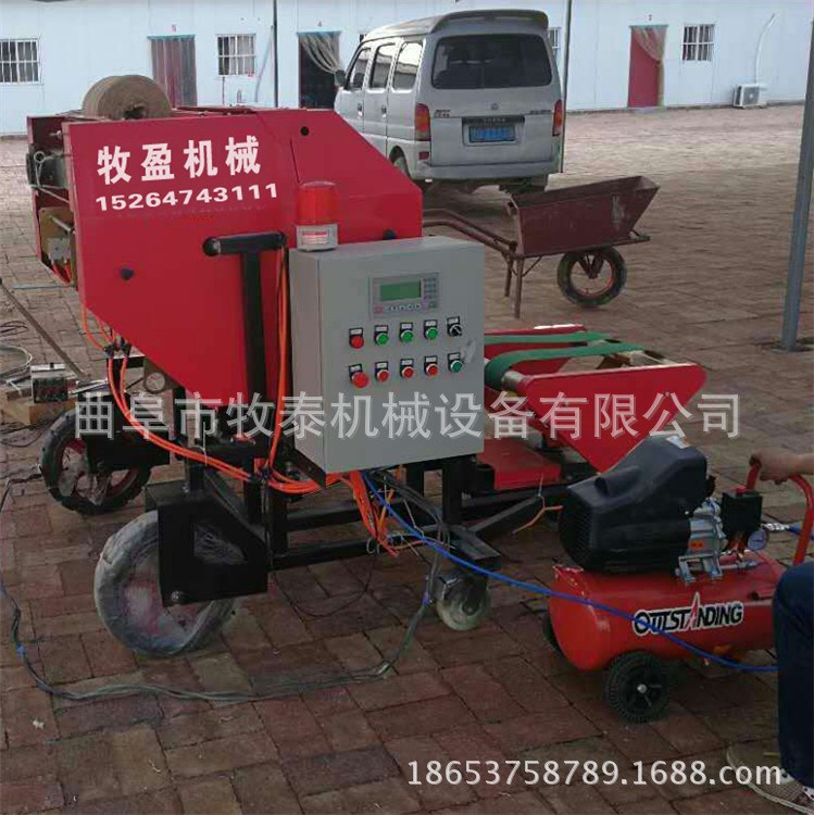 新型半自动青贮打捆包膜机 秸杆稻草打捆包膜一体机报价